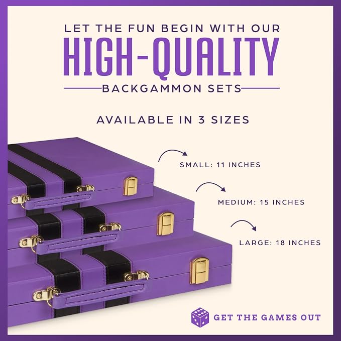 Get The Games Out Backgammon Set, Classic Board Game Case, 2 Players, Includes - Image 3