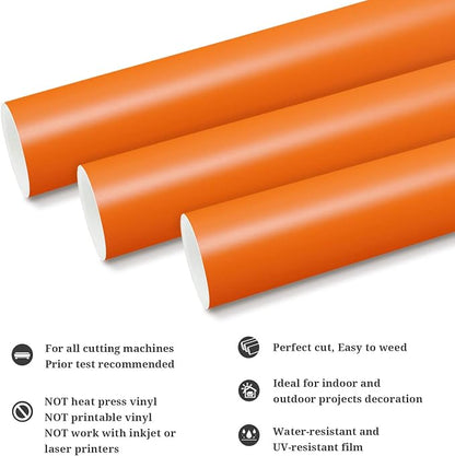 TECKWRAP Permanent Adhesive Vinyl 12" x 10ft, Matte Orange - Image 2