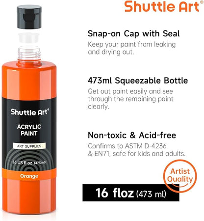 Shuttle Art Acrylic Paint, 15 Colors Acrylic Paint Large Bottle Set, 473ml/16oz - Image 3