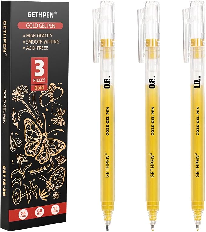 Gold Gel Pens 3-Pack by GETHPEN