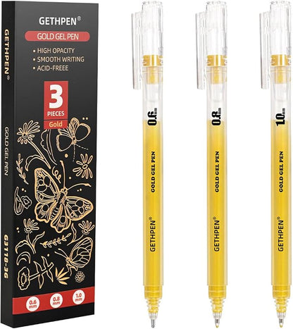 Gold Gel Pens 3-Pack by GETHPEN