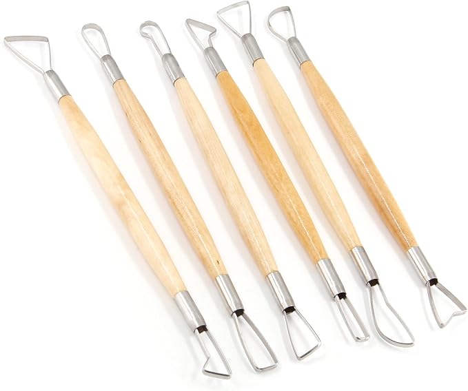 Suiwotin 6pcs Double-Sided Clay Sculpting Tools, Wooden Handle Ribbon Clay Tools - Image 6