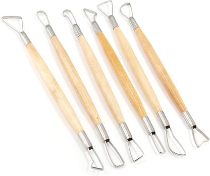 Suiwotin 6pcs Double-Sided Clay Sculpting Tools, Wooden Handle Ribbon Clay Tools - Image 6