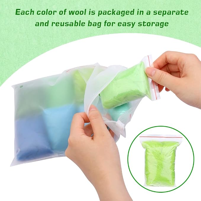 WONVOC 2.82oz Needle Felting Wool, 8 Colors Wool Roving, Wool Roving - Image 3