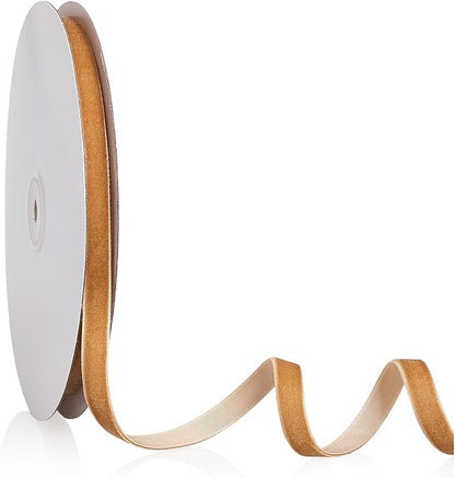3/8" X 20 Yards Light Khaki Velvet Ribbon by Bomybaw