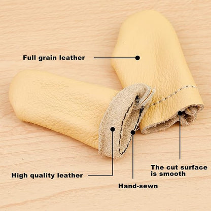 2 Pairs Leather Finger Protector Needle Felting Knitting Finger Thimble Guards - Image 3