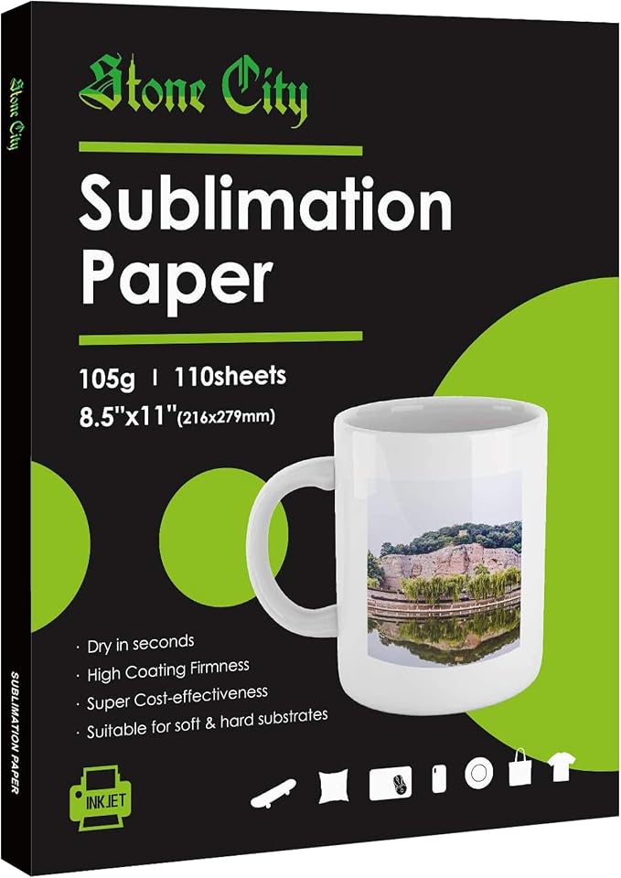 Stone City Sublimation Paper 8.5x11 Inch 110 Sheets 105g by StoneCity