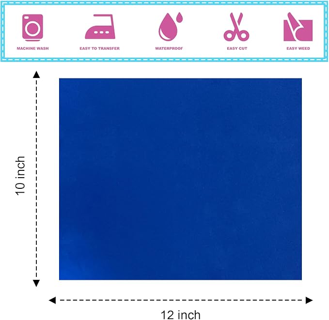 Sheet Metallic Foil Heat Transfer Vinyl Bundle – 12"x10"-17 Chrome HTV Pack in - Image 2