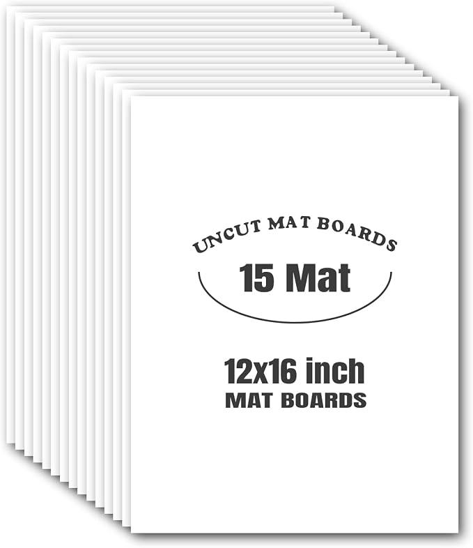 AUEAR, 15 Pack 12x16 Uncut Matte Boards White Photo Mat Board Great by AUEAR