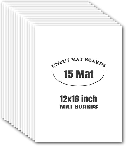 AUEAR, 15 Pack 12x16 Uncut Matte Boards White Photo Mat Board Great by AUEAR