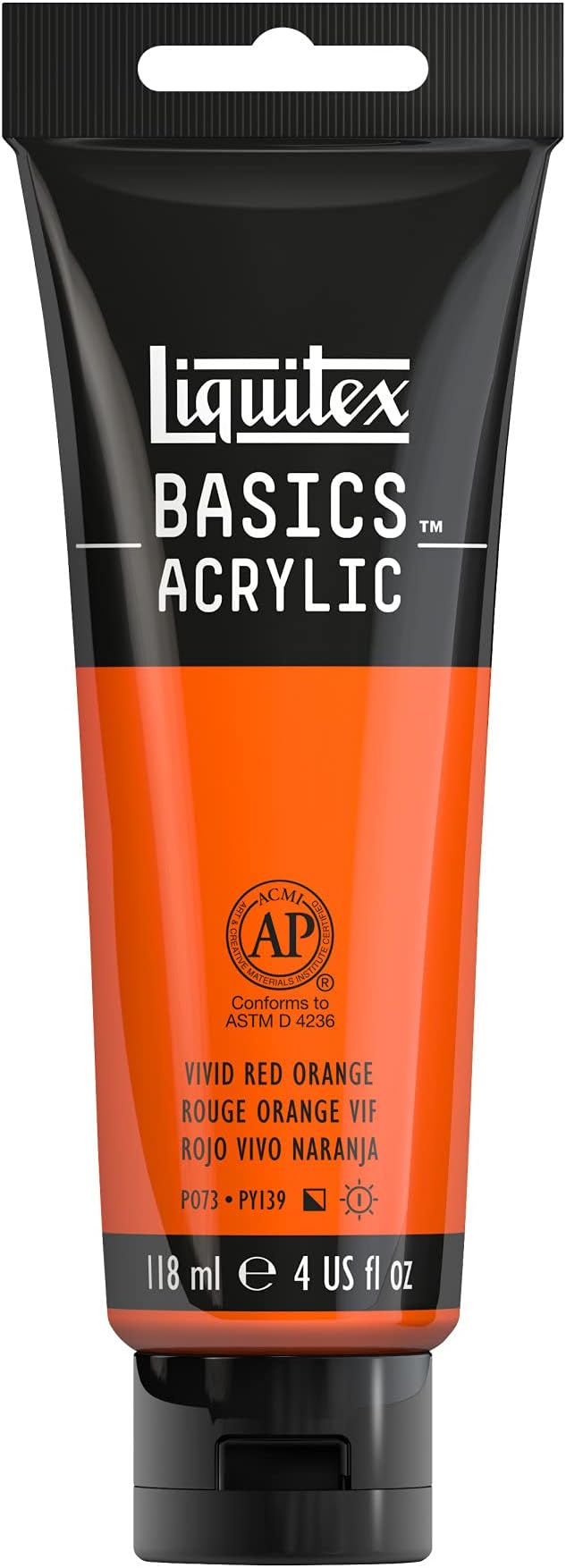 Liquitex BASICS Acrylic Paint, 118ml Tube, Vivid Red Orange by Liquitex