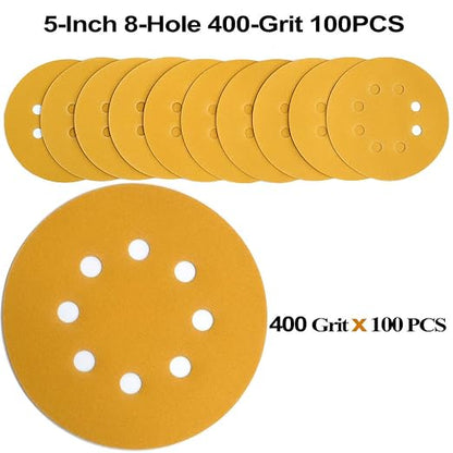 5-Inch 8-Hole Hook and Loop Sanding Discs 400-Grit Random Orbit Sandpaper - Image 3