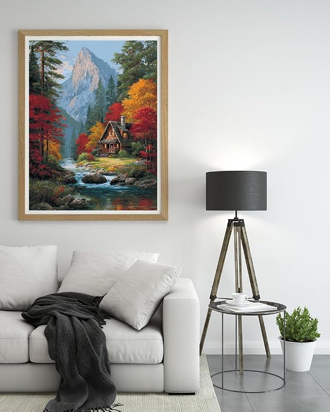 14CT Counted Cross Stitch Kits for Adults Advanced Mountains Lake Printed - Image 2