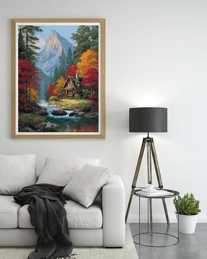 14CT Counted Cross Stitch Kits for Adults Advanced Mountains Lake Printed - Image 2