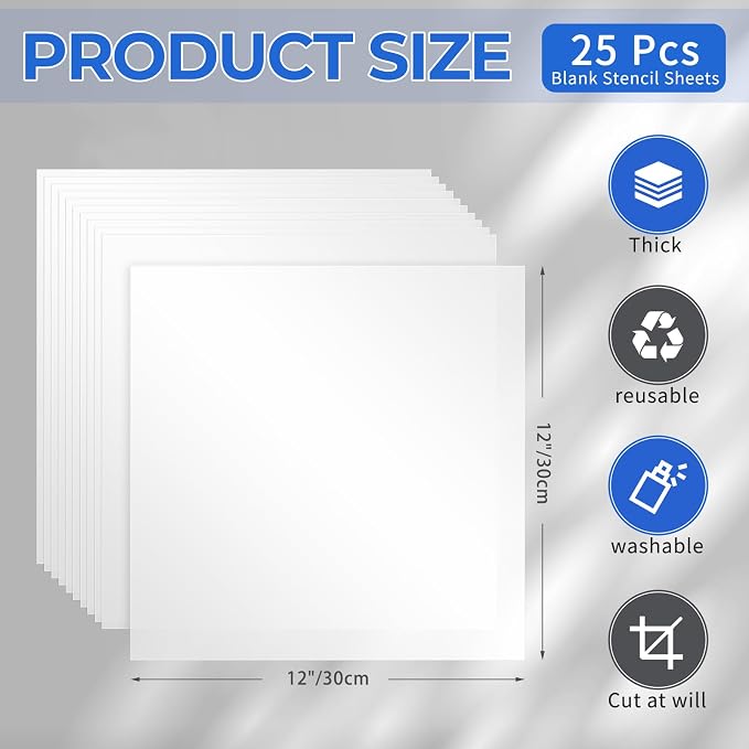 FSWCCK 25 Pcs 7.5mil 12 x 12 Inch Milky Translucent PET Blank Stencil Sheets - Image 2