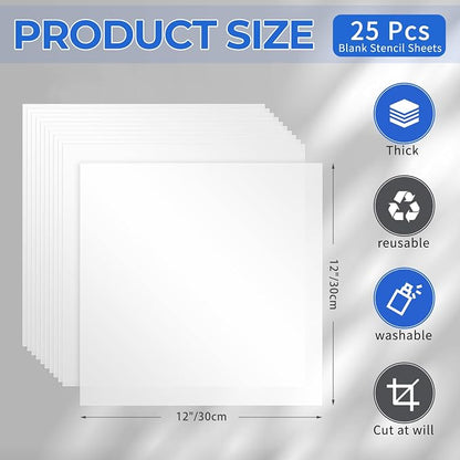 FSWCCK 25 Pcs 7.5mil 12 x 12 Inch Milky Translucent PET Blank Stencil Sheets - Image 2