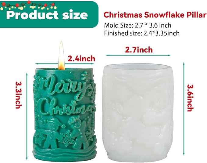 Christmas Candle Silicone Molds, 3D Candle Molds - Image 2
