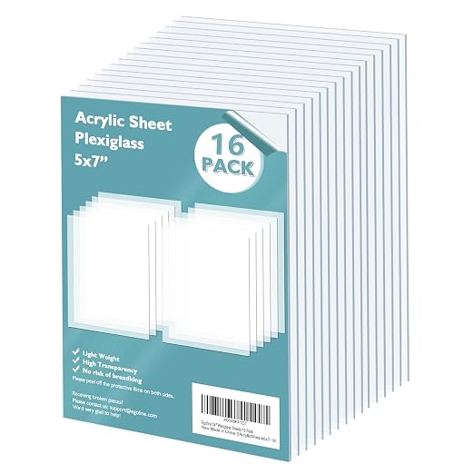 Egofine Plexiglass Sheets Acrylic Sheets 16 Pack of 5x7’’ 0.04 Thick Clear by Egofine