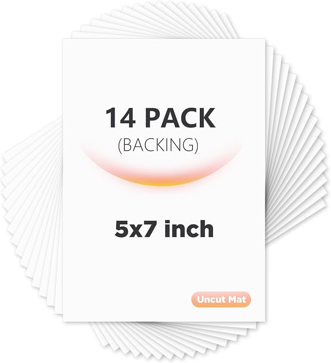 Egofine 14 Pack Mat Board, 5x7 Backing Board, Acid Free White Uncut Mat Board by Egofine