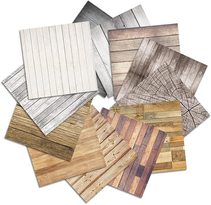 6x6 Inch Scrapbook Paper Pad, Single Sided 12 Unique Vintage Wood Designs - Image 2
