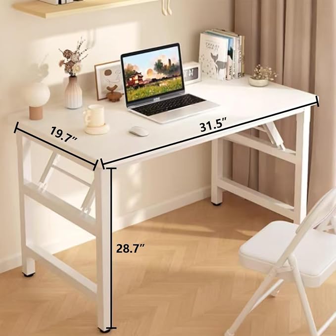 31.5 Inch Foldable Desks for Small Spaces, Foldable Desk No Assembly, Small - Image 2
