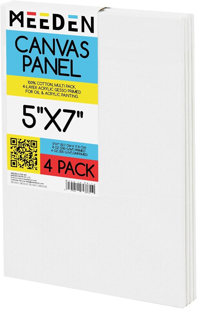 MEEDEN 4-Pack 100% Cotton Canvas Panels by MEEDEN