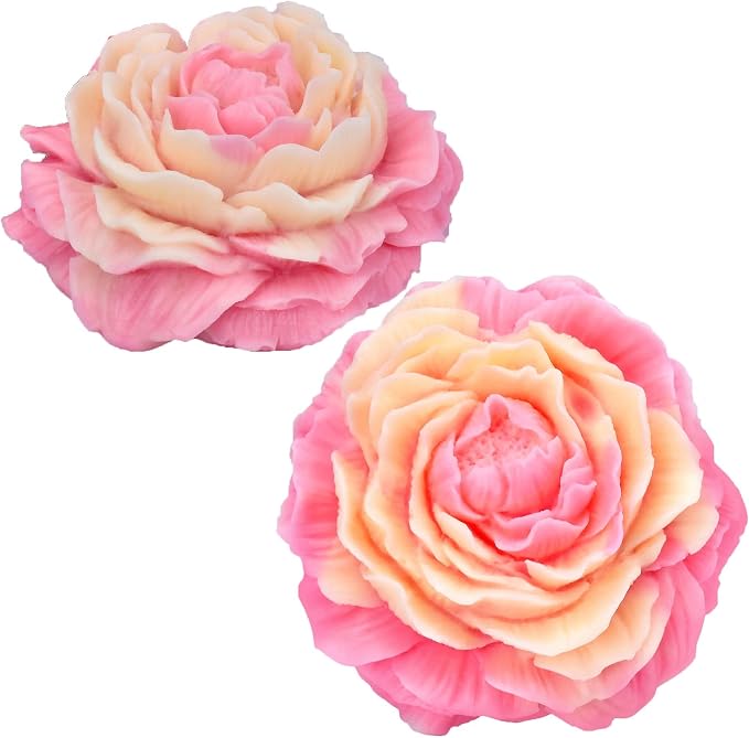 2 Pack Peony Flower Soap & Candle Mold by ESEDAGESiliconeMold