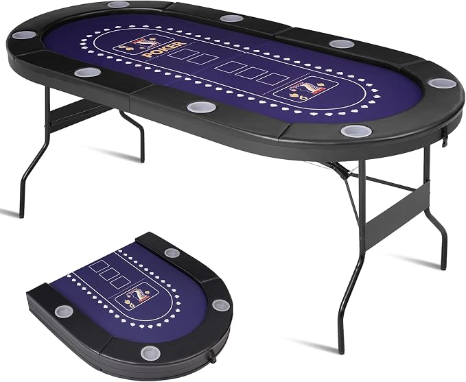 71" Foldable Poker Table for 8 Players, Professional Texas Hold'em Casino Table by RAYKEEP