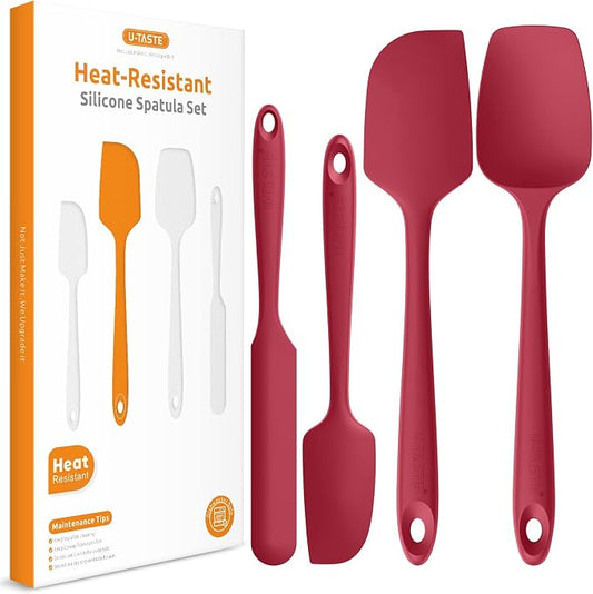 Heat Resistant Silicone Spatula Set: U-Taste 600ºF High Temp Seamless Food by U-Taste