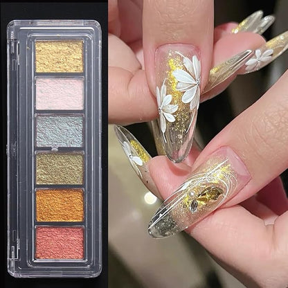 6 Colors Solid Metallic Nail Glitter Powder Set, Holographic Chameleon Sparkly by SUTOKAKA
