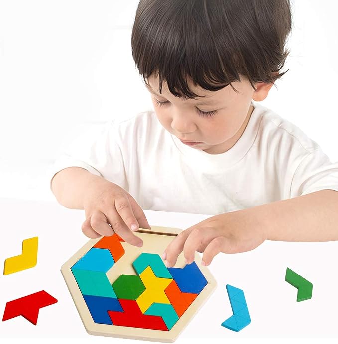Skrtuan Wooden Hexagon Puzzle for Kid Adults Brain Teaser Blocks Puzzles Games - Image 6