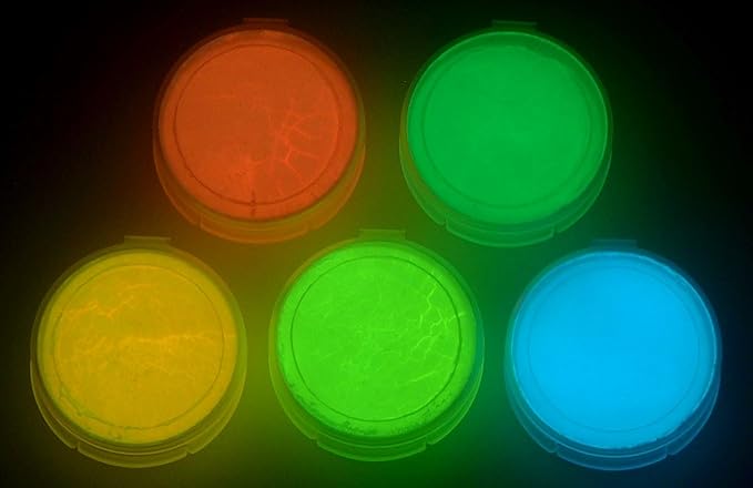 Fluorescent 5 Color Pack Glow in The Dark Pigment Powder - 12g Each by ArtNGlow