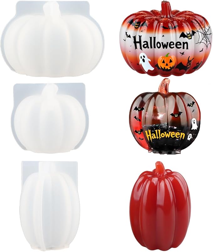 3Pack Mini 3D Pumpkin Molds for Resin, Resin Pumpkin Mold, Pumpkins Silicone by FFYJS