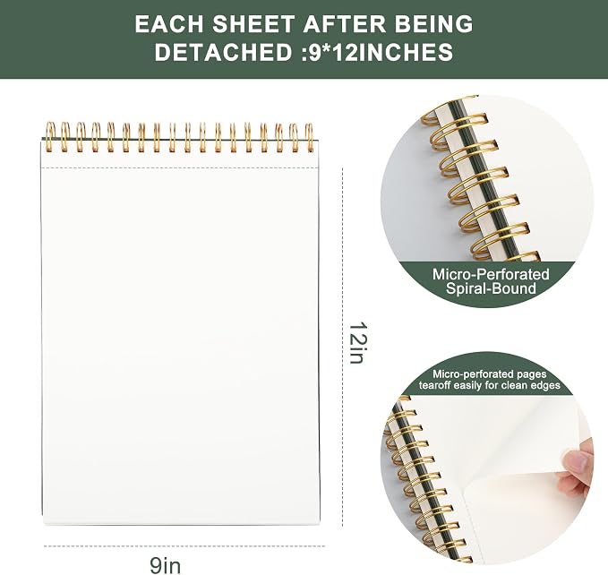 Ddaowanx 9" x 12" Sketch Book, 100 Sheets Spiral Bound Art Sketchbook, Acid - Image 4