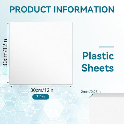 3 Pack White Plastic Sheets 12x12x0.08in Flexible High Tensile Plastic Sheets - Image 2