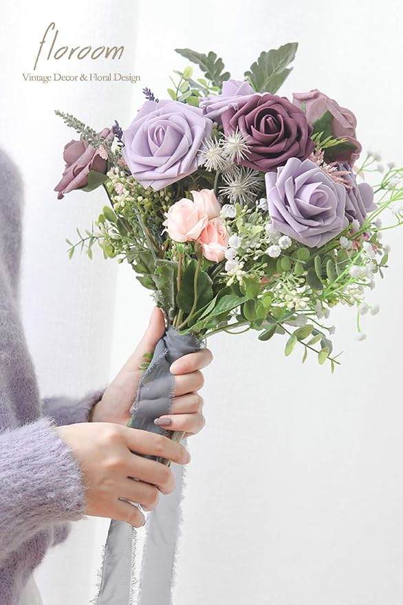 Floroom Artificial Flowers 50pcs Real Looking Lilac Foam Fake Roses - Image 3