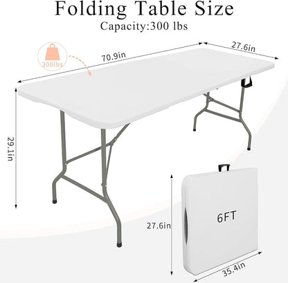 Set of 2 Folding Tables with Carrying Handle Lightweight Rectangular Portable - Image 2