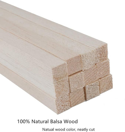 12 Pack Square Wood Dowel Rods 1/2x1/2x12 Inch Balsa Wood Sticks Natural Wood - Image 2