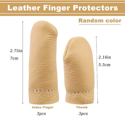 3 Pairs Leather Finger Protector Needle Felting Knitting Finger Thimble Guards - Image 2
