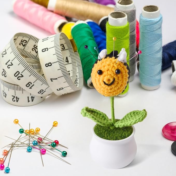 Bee Pin Cushion, Handmade Knitted Pincushions, Cute Pin Cushions Needle Holders - Image 4