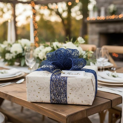 CT CRAFT LLC Sparkling Glitter Mesh Wired Ribbon 2.5" x 10 Yards Blue Navy - Image 3