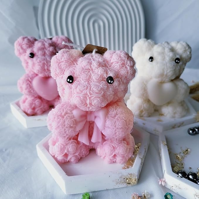 Bowtie Rose Bear Candle Mold - Image 2