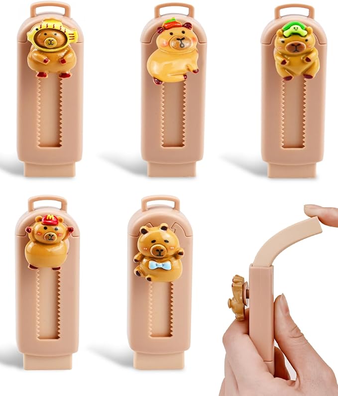 5 Pack Capybara Retractable Erasers, Cute Pencil Erasers by YINPIXUS