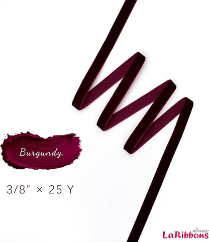 LaRibbons Thin Velvet Ribbon 3/8 Inch x 25 Yards, Burgundy Velvet Ribbon - Image 7