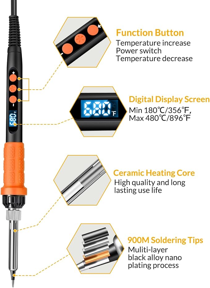 Soldering Iron Kit, 100W High Power Soldering Iron, Fast Heating, Digital - Image 3