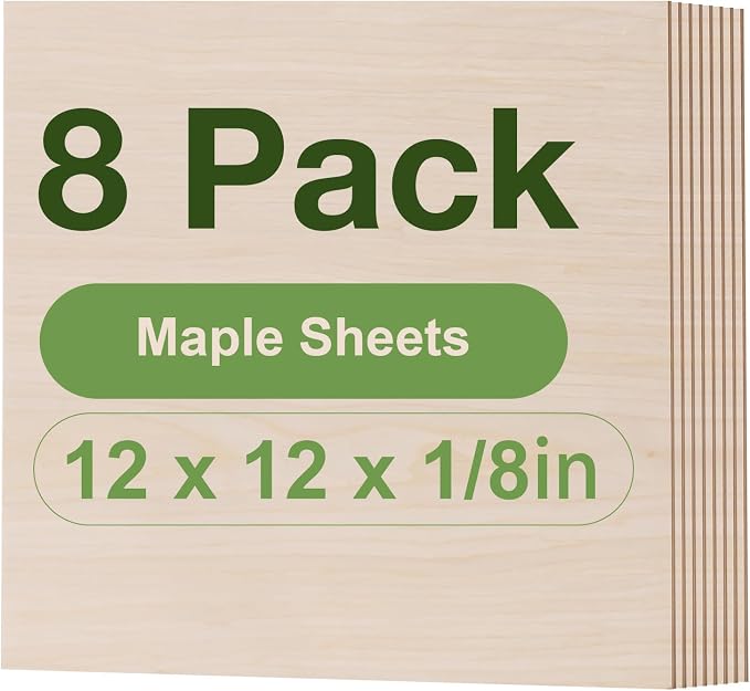8 Pack Maple Plywood Sheets, 3mm Plywood by Wowood