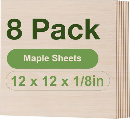 8 Pack Maple Plywood Sheets, 3mm Plywood by Wowood