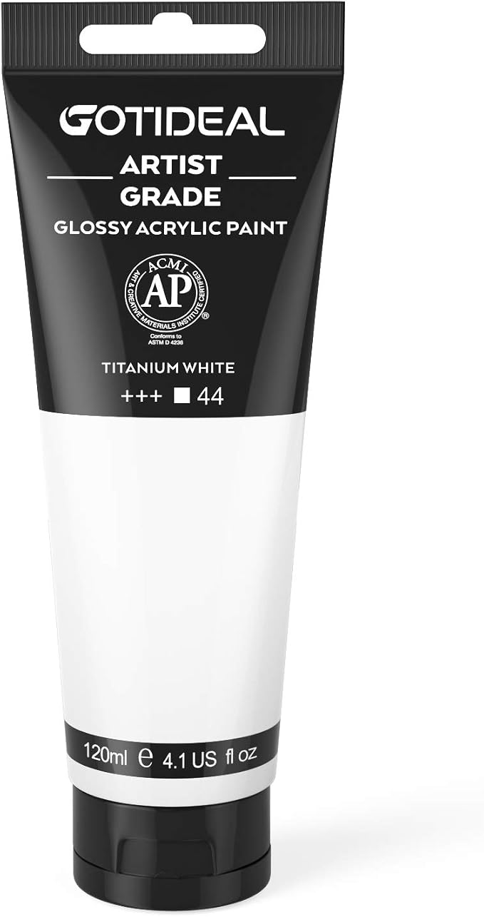 GOTIDEAL Acrylic Paint Titanium White Tubes Non Toxic Non Fading, Rich Pigments by GOTIDEAL