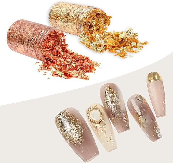 Gold Flakes for Resin, 2 Bottles 10g Imitation Golden Foil Gilding Flake - Image 2