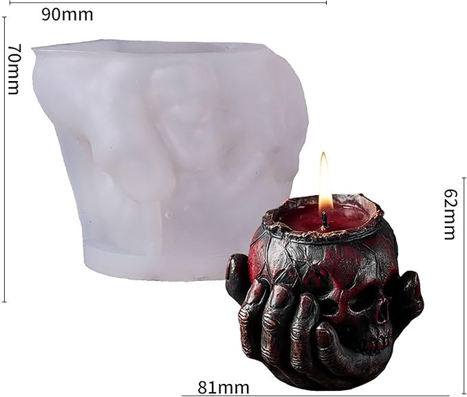 Halloween Skull Hand Ghost Cylinder Molds Silicone Wave Spiral Candle Mold - Image 2